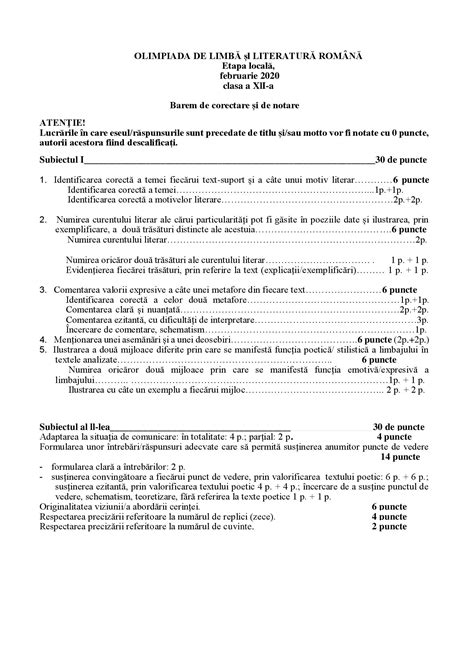 AcademiaABC Olimpiada de limba și literatura română Clasa a XII a