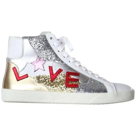 Saint Laurent Glitter Stars And Love Hi Top Sneakers At 1stdibs