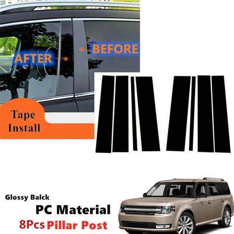 Fit For Ford Flex 2009 2019 WITHOUT KEYPAD Cutout Gloss Black Pillar