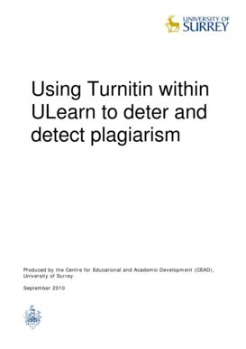 Fillable Online Surrey Ac Using Turnitin Within Ulearn To Deter And