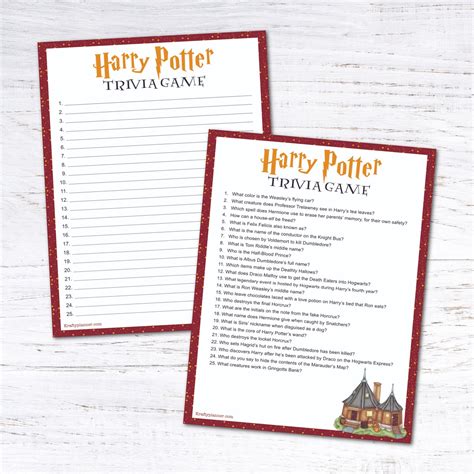 DAY 4: Free Printable Harry Potter Trivia Game — Krafty Planner