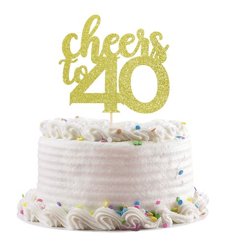 Buy 40th Birthday Cake Topper Cheers To 40 Years Gold Glitter Cake