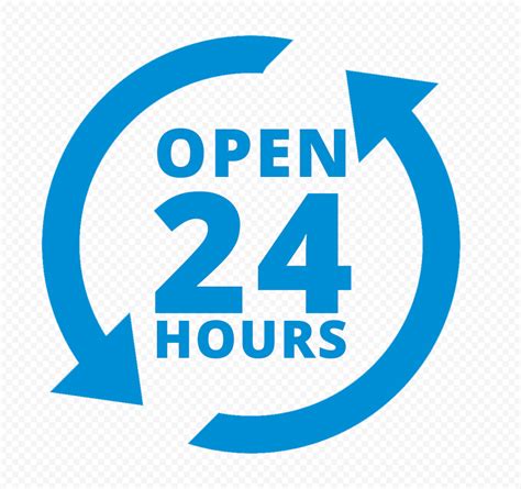 Open 24 Hours Blue Logo Icon Sign PNG Citypng