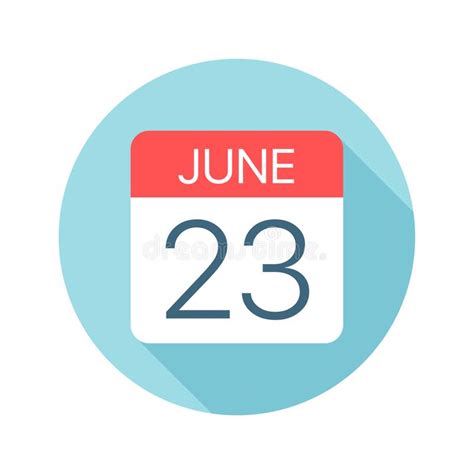 June 23 Calendar Icon Vector Illustration Of One Day Of Month Stock