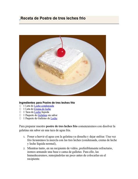 Calaméo Receta De Postre De Tres Leches Frío