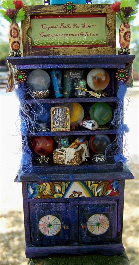 Dollhouse Miniature Fortune Teller Crystal Ball Display Cabinet 112