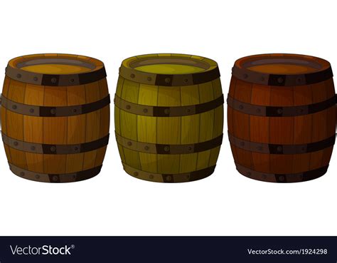 Three Wooden Barrels Royalty Free Vector Image