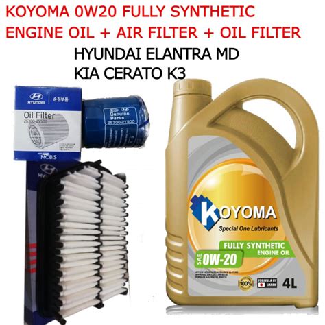 Hyundai Elantra Md Kia Cerato K3 Oil Filter Air Filter Koyoma 0w20