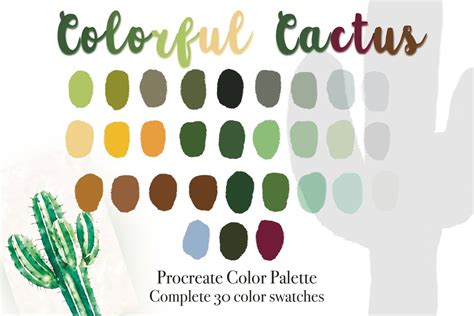 Colorful Cactus Procreate Color Palette Procreate Tools Etsy