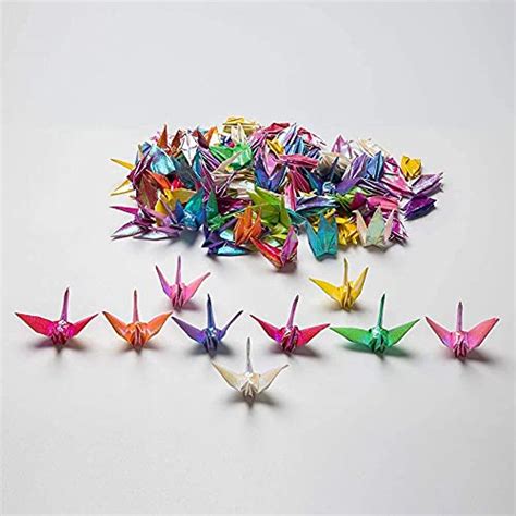 100PCS Origami Birds Glitter Rainbow Premade Origami Paper Cranes ...