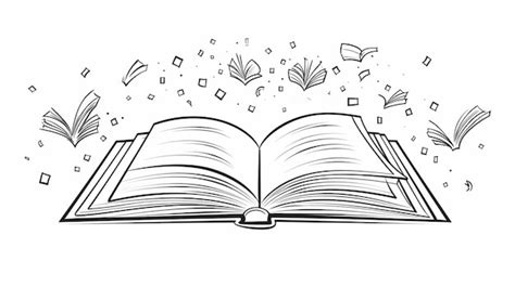 Continuous One Line Art Drawing Of Open Book With Flying Pages