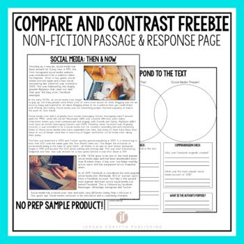 Sample Non Fiction Compare Contrast Passages Reading Comprehension