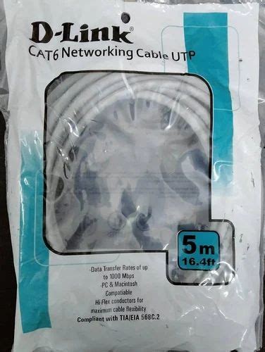 DLink Cat6 Patch Cord Cable Networking UTP Cable 5mtr Patch Cord Gray