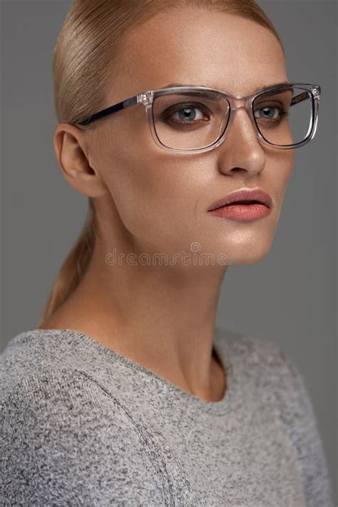 Woman In Fashion Glasses Beautiful Female In Stylish Eyeglasses Stock Image Image Of Design