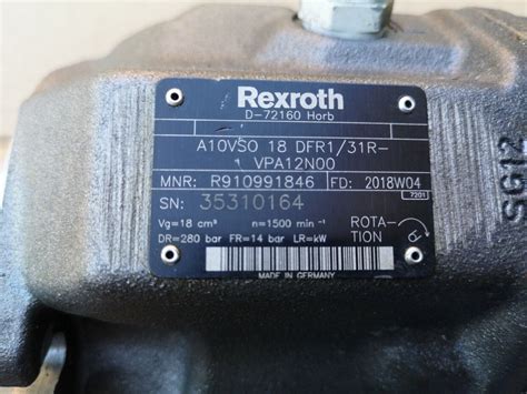 Rexroth Axialkolbenpumpe A Vso Dfr R Vpa N R Ebay