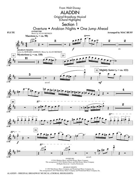 Aladdin - Original Broadway Musical - Flute sheet music by Mac Huff ...