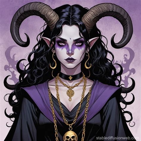 Goth Tiefling Girl With Purple Skin Stable Diffusion Online