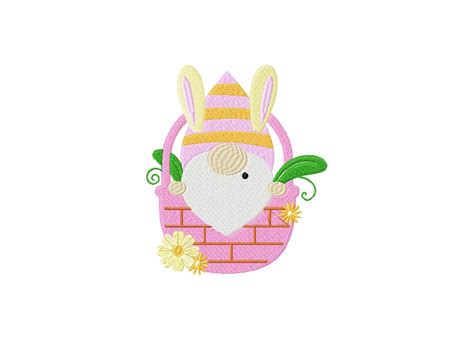 Easter Gnome Basket Embroidery Design Daily Embroidery