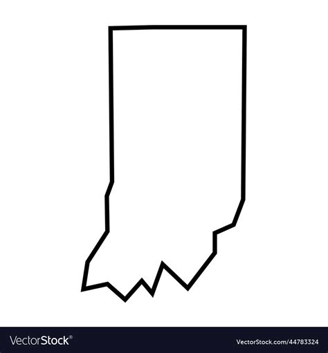 Indiana black outline map state of usa Royalty Free Vector