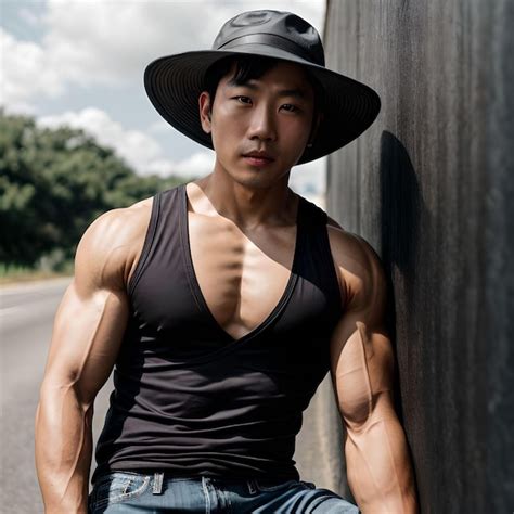 Premium Ai Image Portrait Of Handsome And Muscular Young Asian Guy In