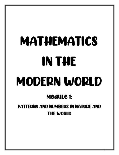 Module Patterns And Number In Nature And The World Mathematics In