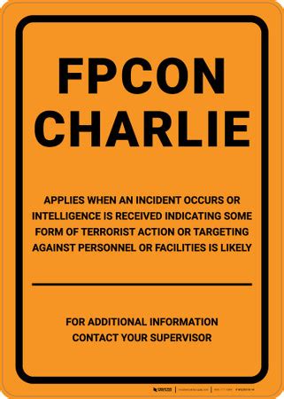 Fpcon Charlie Wall Sign Creative Safety Supply