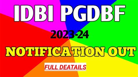 Idbi Pgdbf Notification Out Total Vaccancy Idbi Recruitment