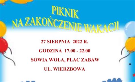 Zaproszenie na Piknik na Zakończenie Wakacji Aktualności Czosnów