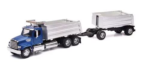 New Ray Freightliner Sd Full Volteo Doble Remolque Color Azul