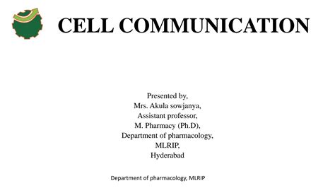 SOLUTION: Cell communication - Studypool