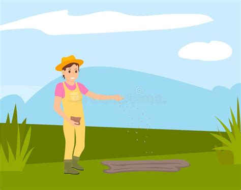 Farmer sowing seeds stock vector. Illustration of body - 12411074