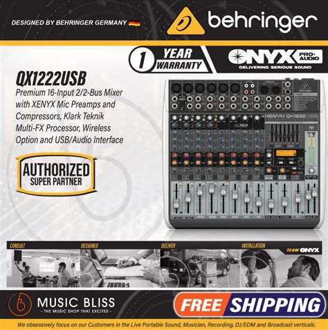 Behringer XENYX QX1222USB Mixer with USB and Effects (XENYXQX1222USB ...