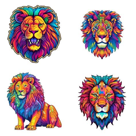 Premium Photo Majestic Lion Colorful Face Sticker