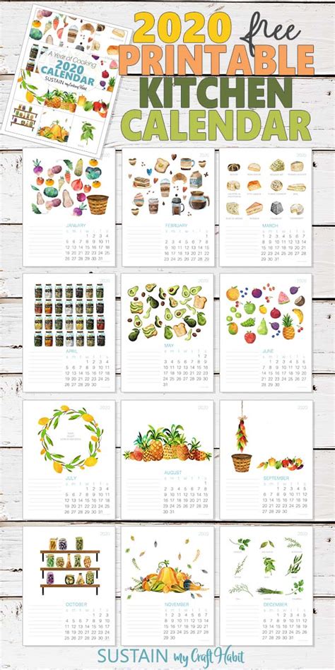 A Free Printable 2020 Calendar For You Sustain My Cooking Habit