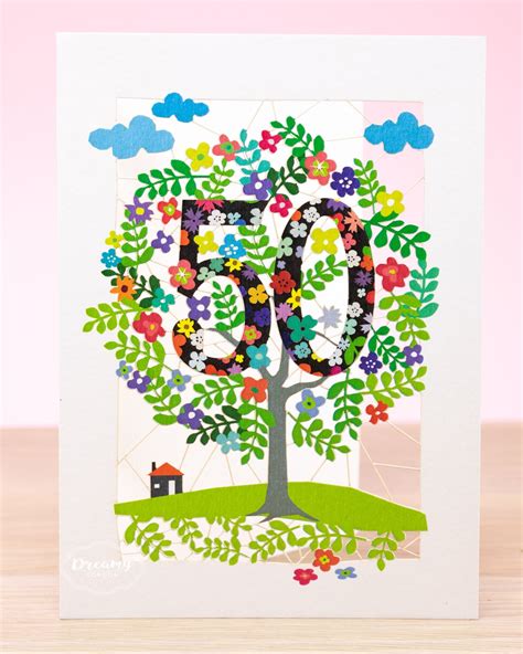 Laser Cut Age 50th Birthday Card 50th Birthday Tree Card 50 Etsy