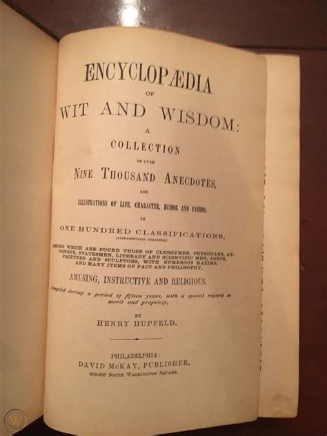 Encyclopedia Of Wit And Wisdom By Henry Hupfeld 1897 58 Off