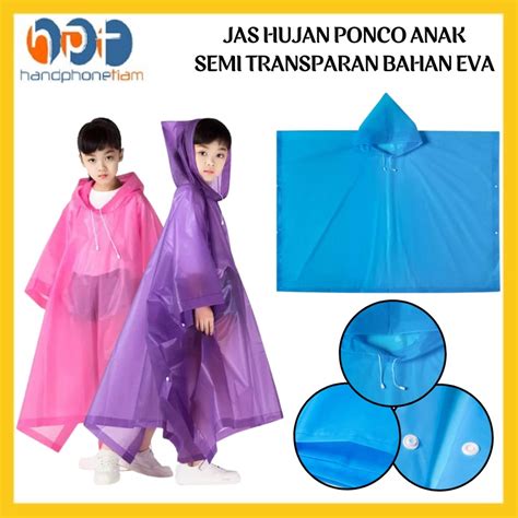 Jual Jas Hujan Anak Bahan Eva Tebal Model Ponco Kelelawar Semi