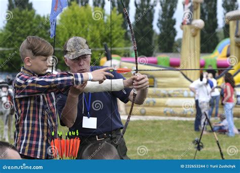 Archer Teaching A Boy Of Archery Editorial Stock Image Image Of