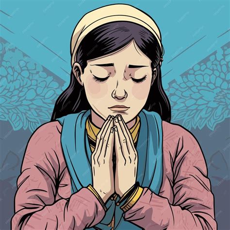 Premium Vector A Girl Praying Vector Illustration