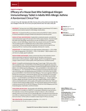 Fillable Online Efficacy Of A House Dust Mite Sublingual Allergen Fax