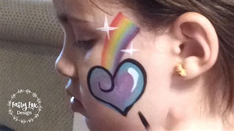 Rainbow Heart Cheek Art Very Fast Face Paint Turtorial Youtube