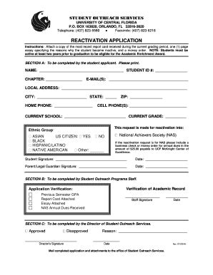 Ucf Reactivation Fill Online Printable Fillable Blank Pdffiller