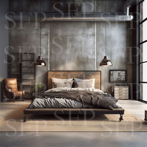 Modern Industrial Bedroom Wall Art Mockup 178 - Etsy