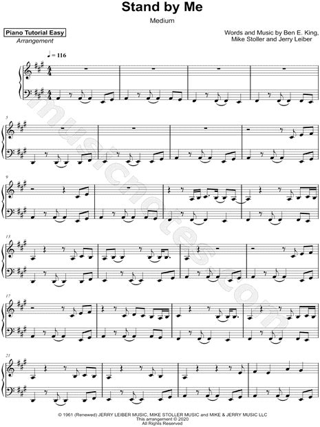 Piano Tutorial Easy Stand By Me Sheet Music Piano Solo In A Major