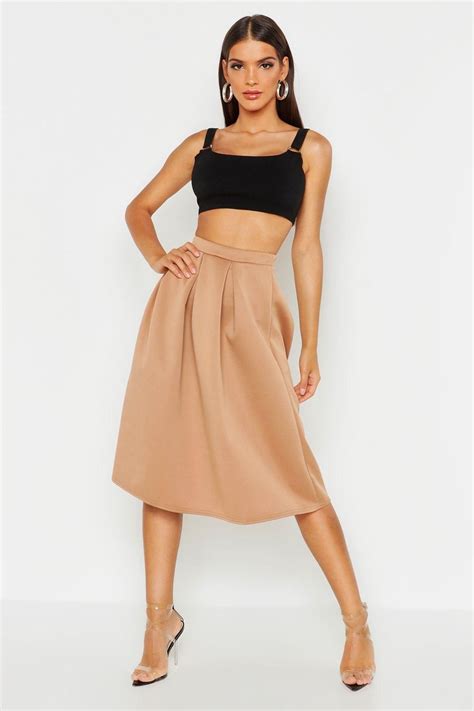 Basic Box Pleat Midi Skirt Midi Skirt Beige Midi Skirt Pleated Midi