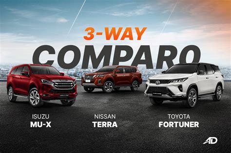 Isuzu Mu X Vs Nissan Terra Vs Toyota Fortuner 3 Way Comparo Autodeal