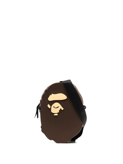 A BATHING APE Monkey Head Shaped Shoulder Bag Brown FARFETCH