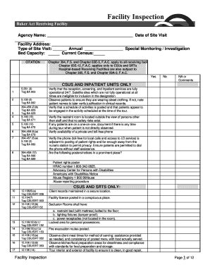 Fillable Online Dcf State Fl S Facility Inspection Florida Department