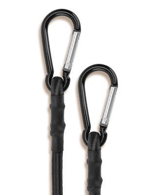 RIO Direct Bungee Cords With Carabiner Hooks 18 Inch Black Bungee