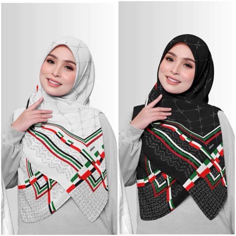 Jual Hijab Palestina Segiempat Voal Motif Premium Shopee Indonesia